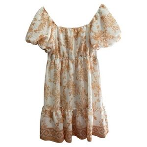 Blu Pepper Orange and White Floral Dress Medium